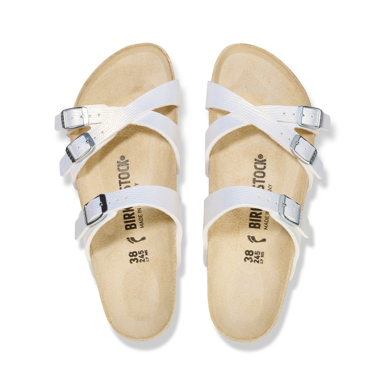 Birkenstock Franca Embossed Birko-Flor Shiny Embossed White top view