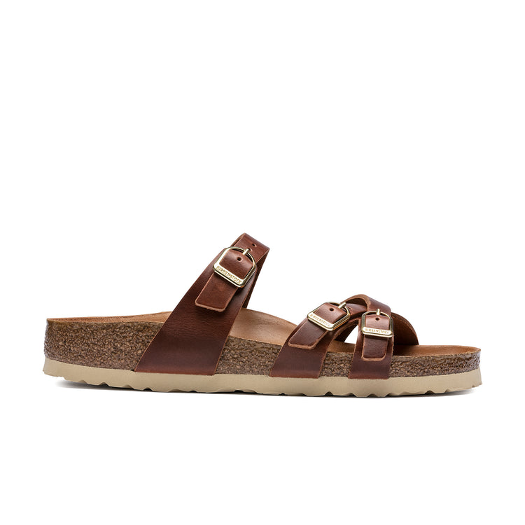 Birkenstock Franca Big Buckle Cognac Oiled Leather side view