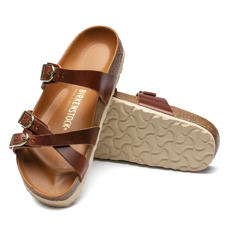Birkenstock Franca Big Buckle Cognac Oiled Leather sole view