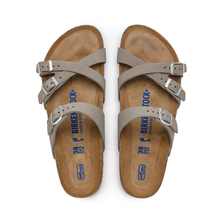 Birkenstock Franca Soft Footbed Nubuck Leather Dove Grey top view