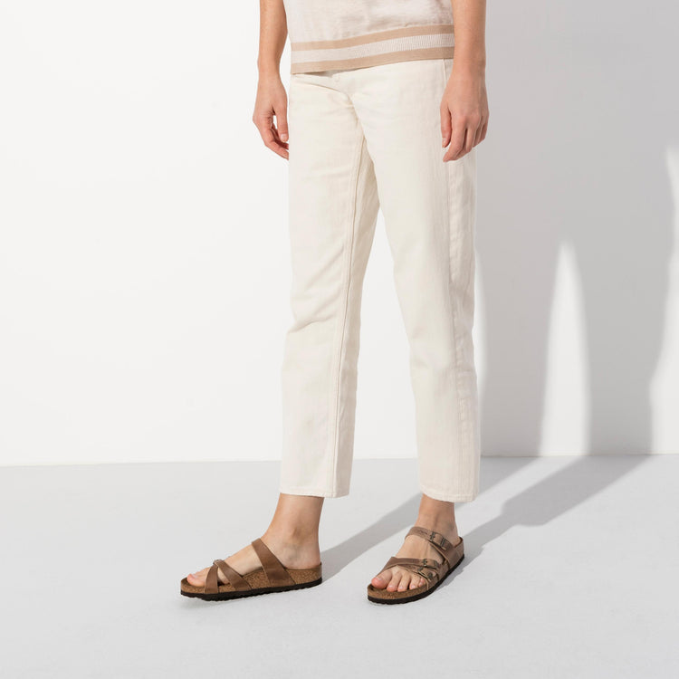 Birkenstock Franca Tabacco Brown Oiled Leather on model 1
