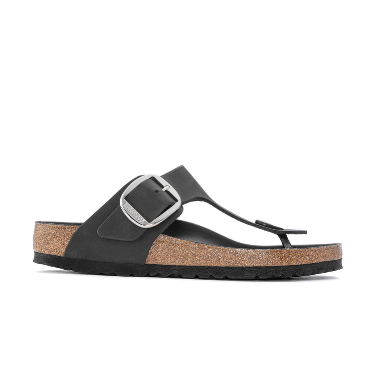 Birkenstock Australia Gizeh Big Buckle Black Oiled Leather Side View