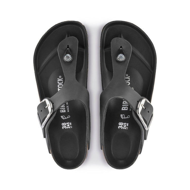Birkenstock Australia Gizeh Big Buckle Black Oiled Leather Top View
