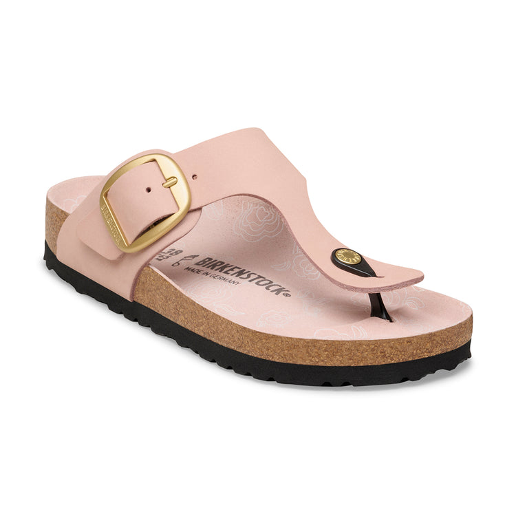 Birkenstock Australia Gizeh Big Buckle Soft Pink Printed Footbed Nubuck Leather