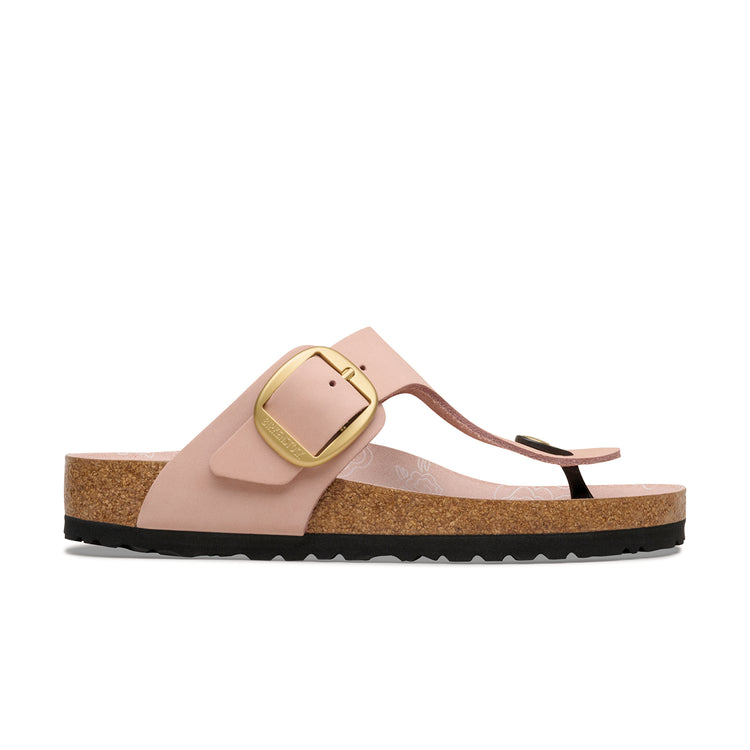 Birkenstock Australia Gizeh Big Buckle Soft Pink Printed Footbed Nubuck Leather side view