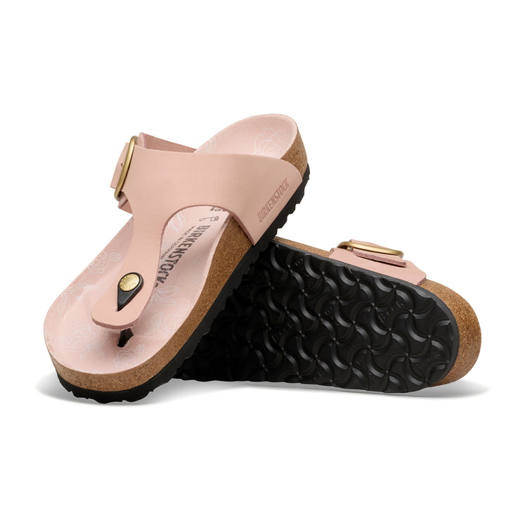 Birkenstock Australia Gizeh Big Buckle Soft Pink Printed Footbed Nubuck Leather sole view