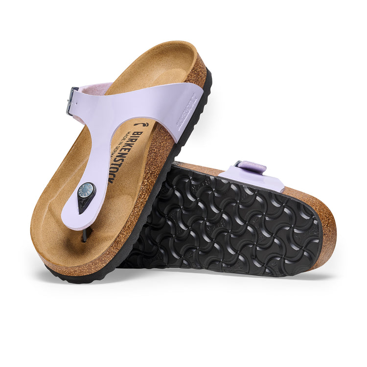 Birkenstock Gizeh Birko-Flor Patent Purple Fog sole view