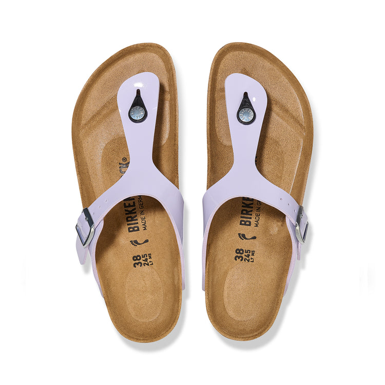 Birkenstock Gizeh Birko-Flor Patent Purple Fog top view