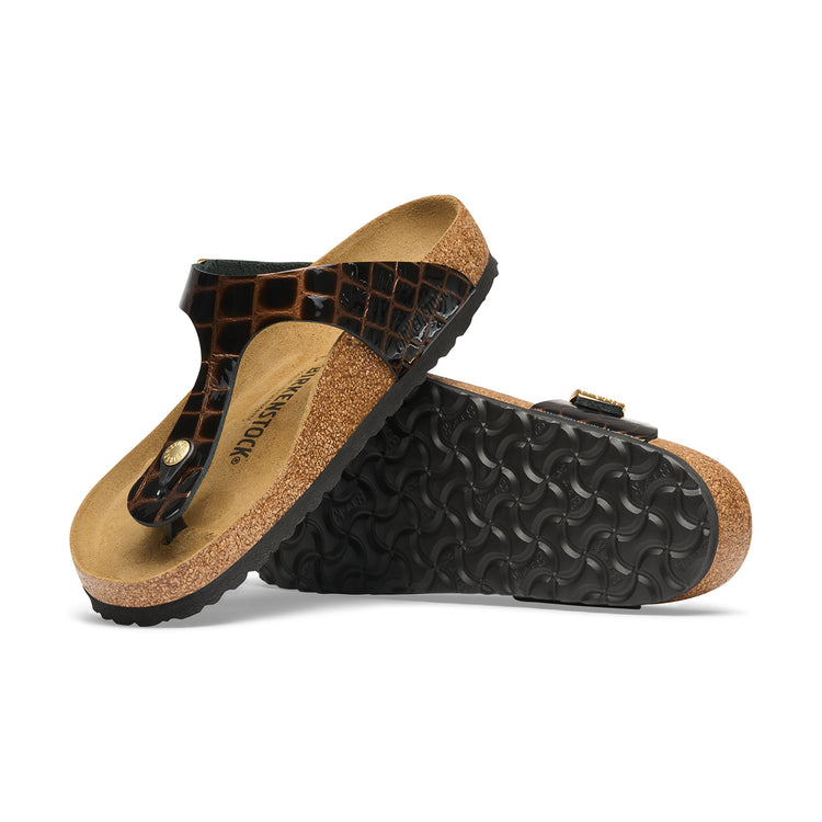 Birkenstock Australia Gizeh Embossed Black Natural Leather Sole View