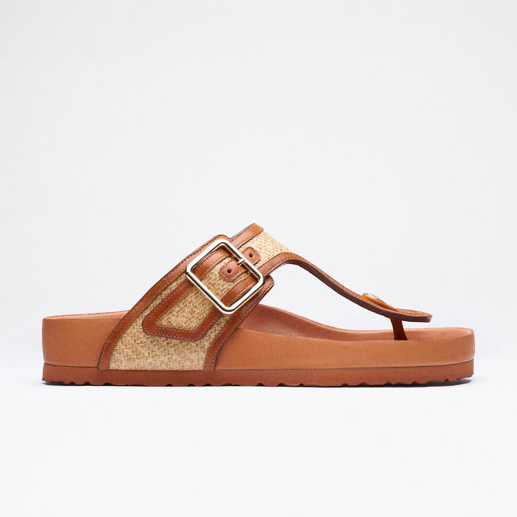 Birkenstock Australia Gizeh Framed Ginger Brown Raffia side view