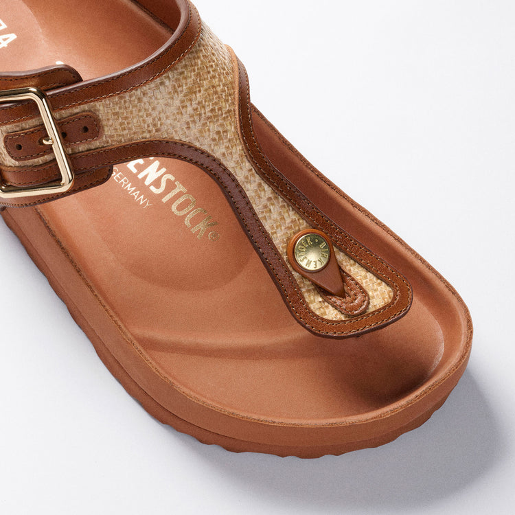 Birkenstock Australia Gizeh Framed Ginger Brown Raffia top view