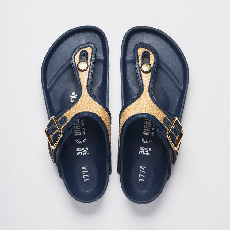 Birkenstock Australia Gizeh Framed Midnight Navy Raffia top view