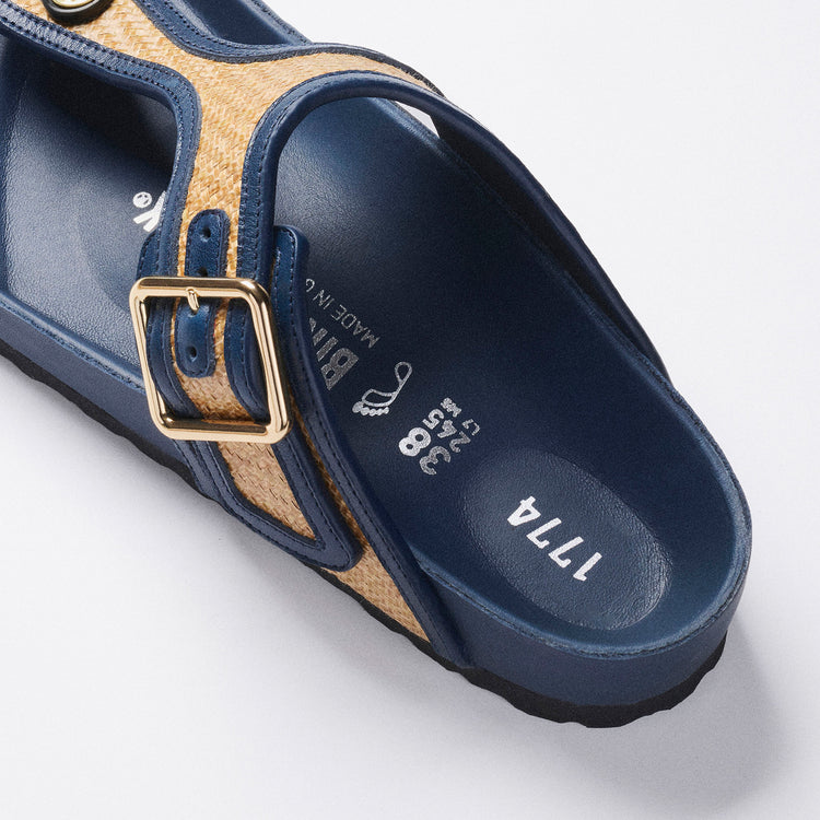 Birkenstock Australia Gizeh Framed Midnight Navy Raffia back view