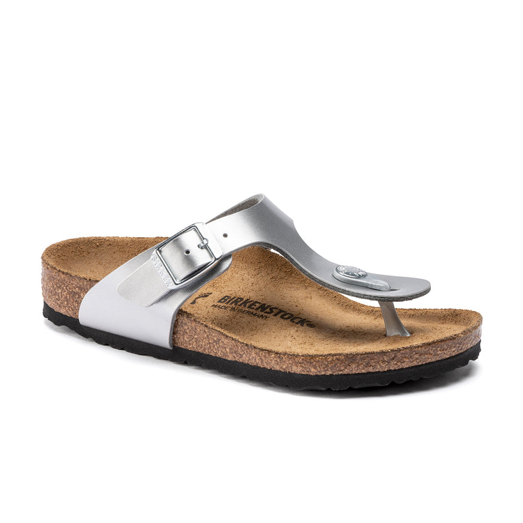 Birkenstock Gizeh Kids Metallic Silver Birko-Flor