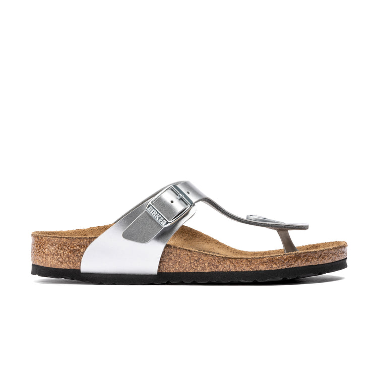 Birkenstock Gizeh Kids Metallic Silver Birko-Flor side view