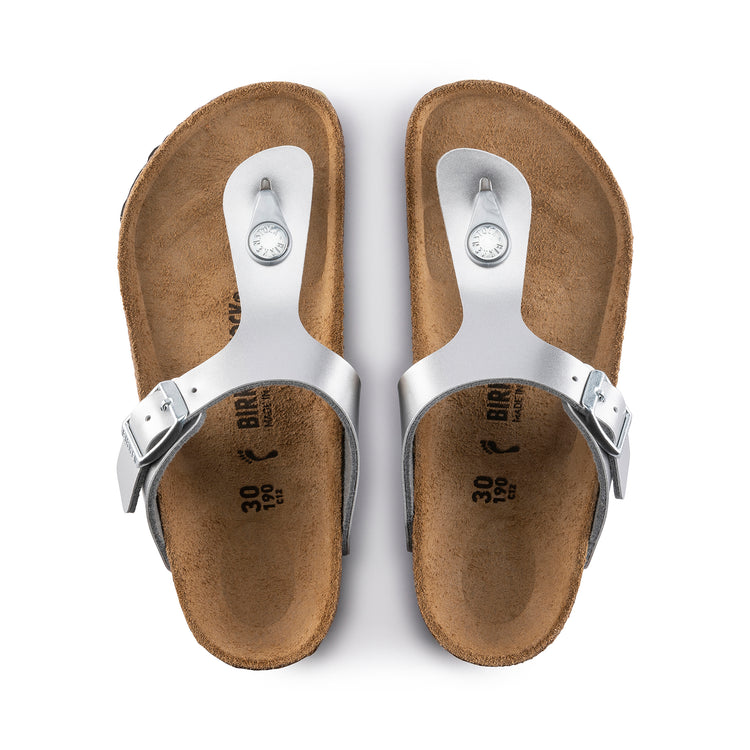Birkenstock Gizeh Kids Metallic Silver Birko-Flor top view