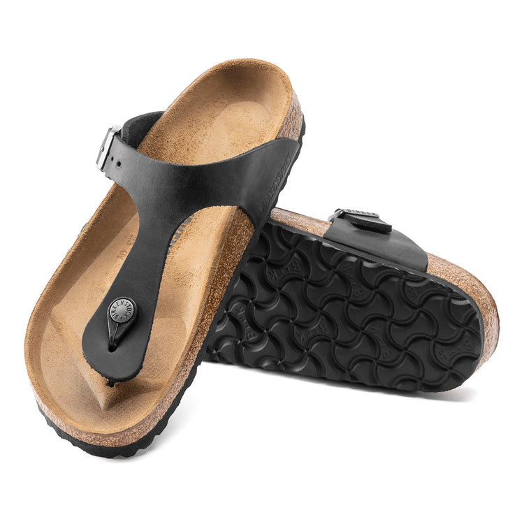 Birkenstock Gizeh Oiled Leather Black sole view
