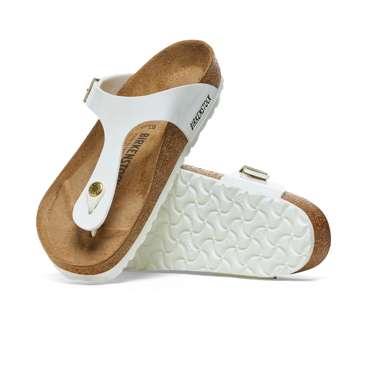 Birkenstock Gizeh Patent White Birko-Flor sole view