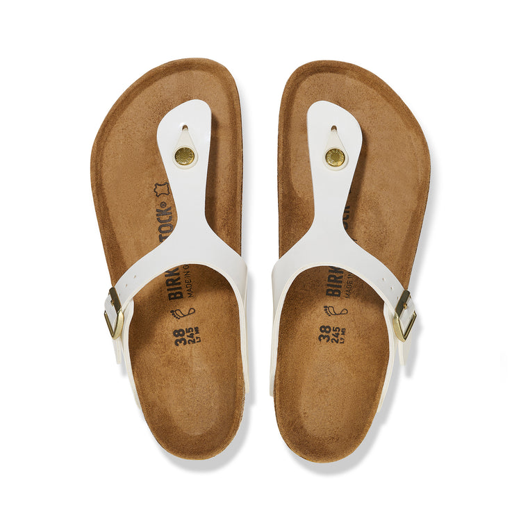 Birkenstock Gizeh Patent White Birko-Flor top view