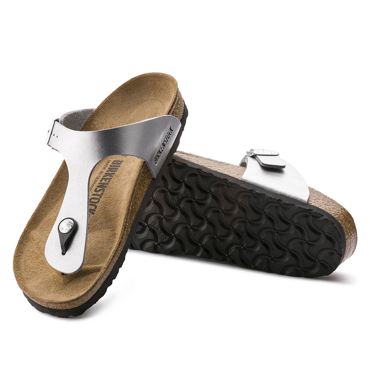 Birkenstock Gizeh Silver Birko-Flor sole view