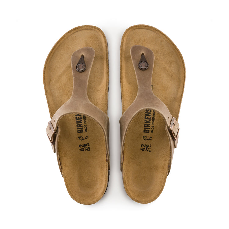 Birkenstock Gizeh Tabacco Brown Oiled Leather top view