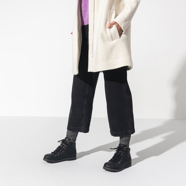 Birkenstock Jackson Black Waxy Nubuck Leather on model 1