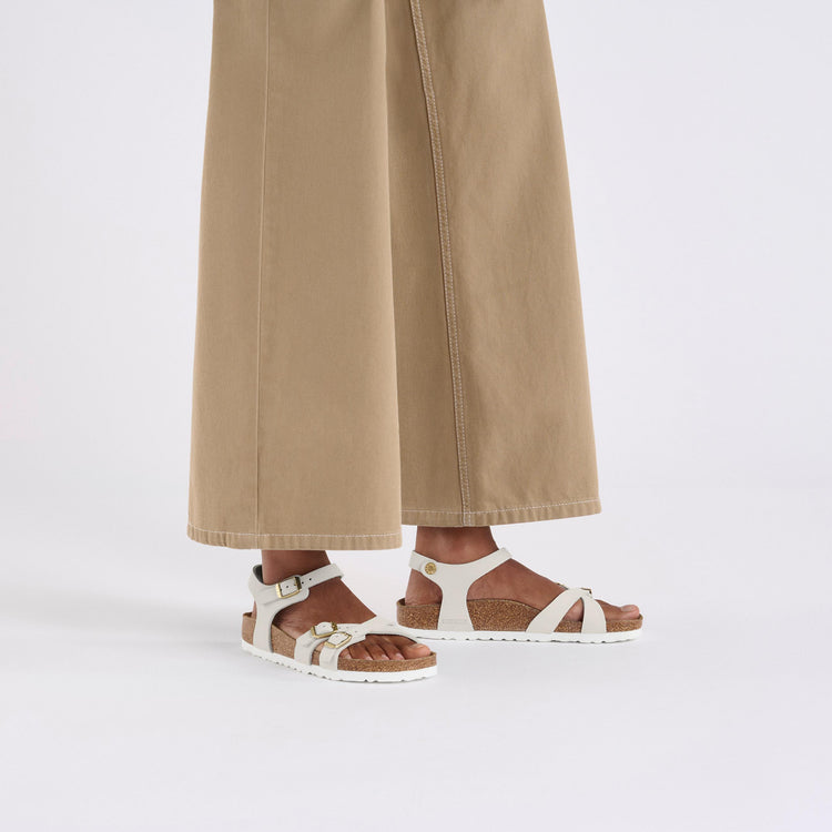 Birkenstock Kumba Antique White Nubuck Leather on model 1
