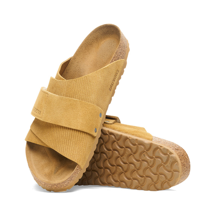 Birkenstock Kyoto Corduroy Cork Brown Embossed Suede Leather sole view