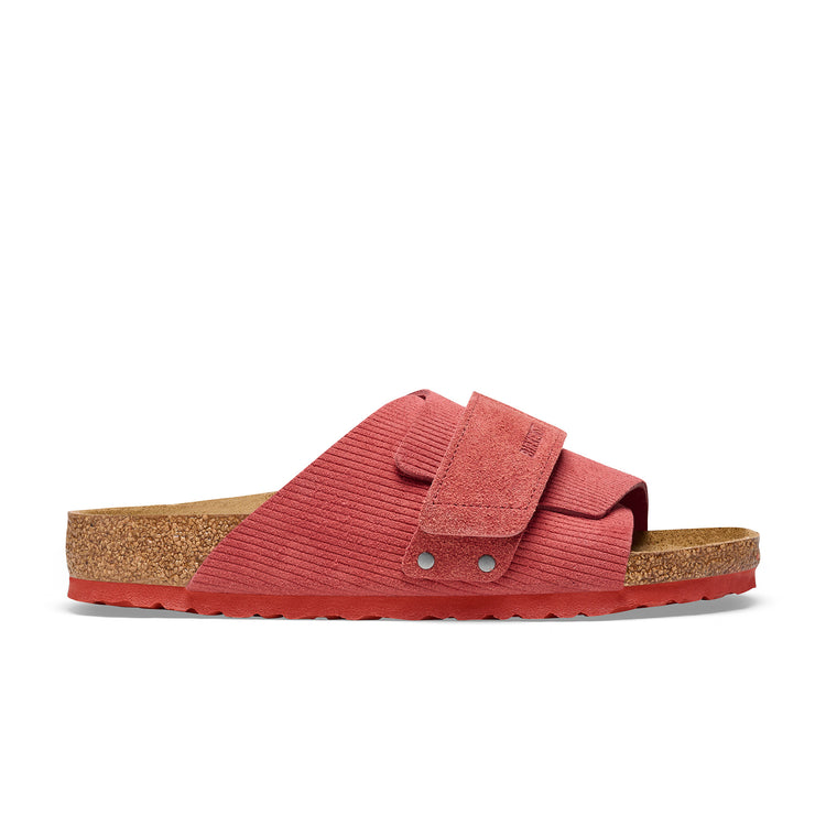 Birkenstock Kyoto Corduroy Sienna Red Embossed Suede Leather side view