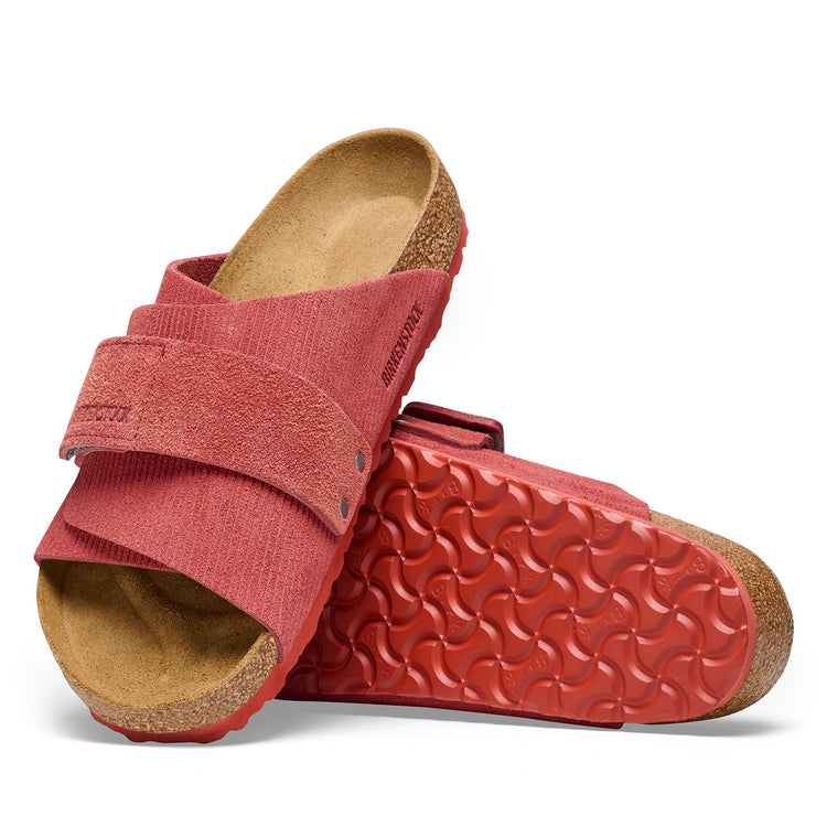 Birkenstock Kyoto Corduroy Sienna Red Embossed Suede Leather sole view