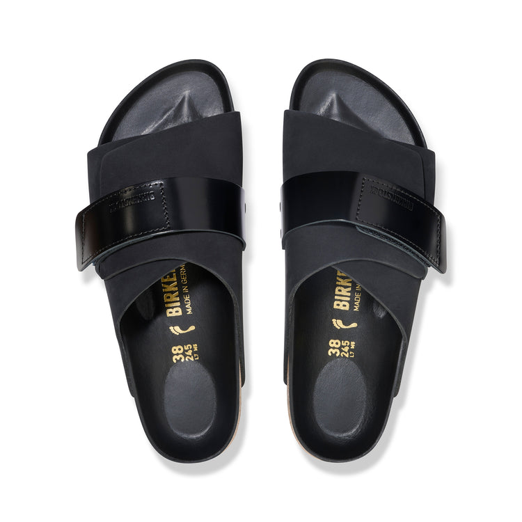 Birkenstock Kyoto High Shine Black Nubuck Leather top view