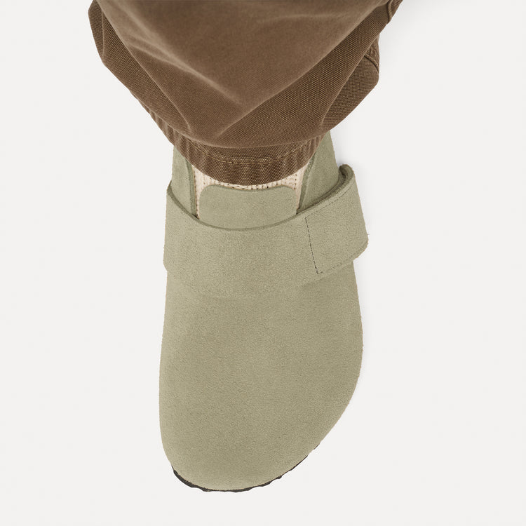 Birkenstock Australia Loma Faded Khaki Suede Leather On Model 2