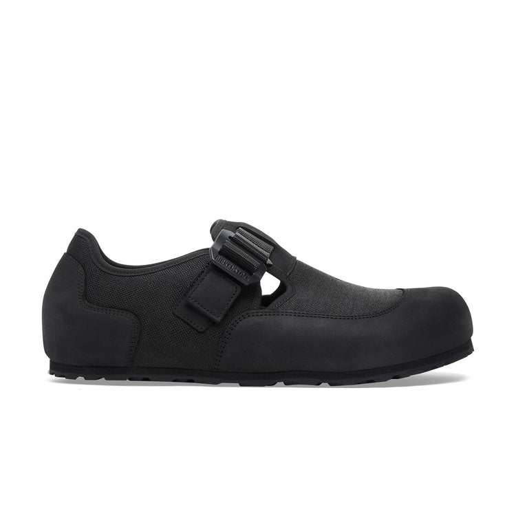 Birkenstock Australia London Nova Black Textile/Nubuck Leather side view