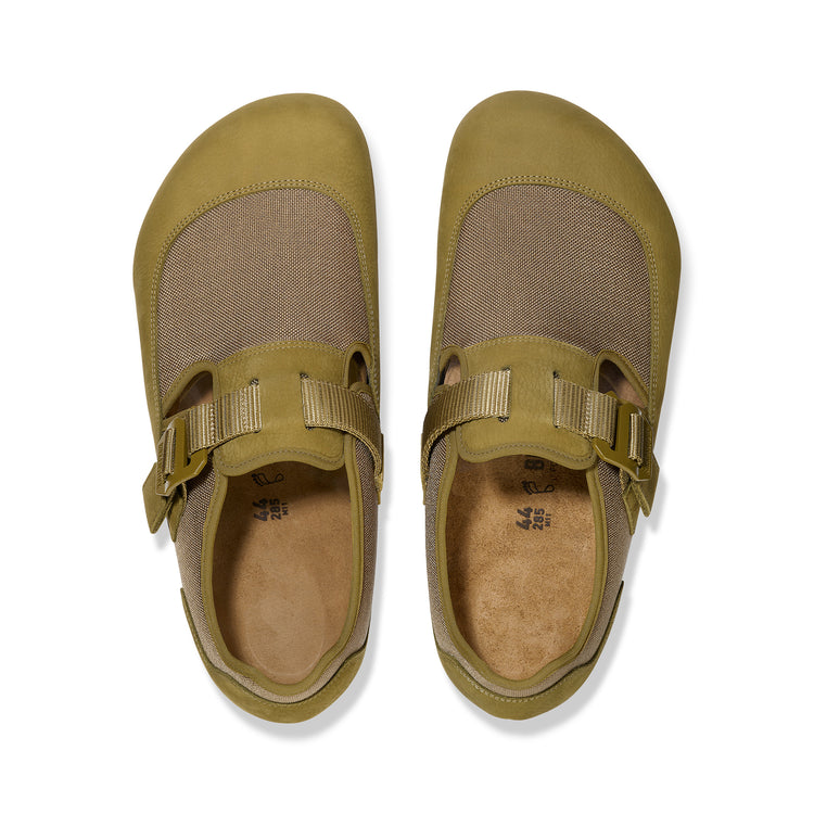 Birkenstock Australia London Nova Pine Green Textile/Nubuck Leather top view
