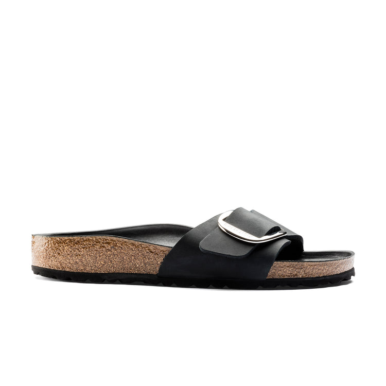 Birkenstock Madrid Big Buckle Black Oiled Leather side view