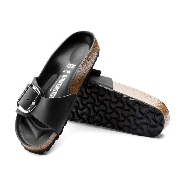 Birkenstock Madrid Big Buckle Black Oiled Leather sole view