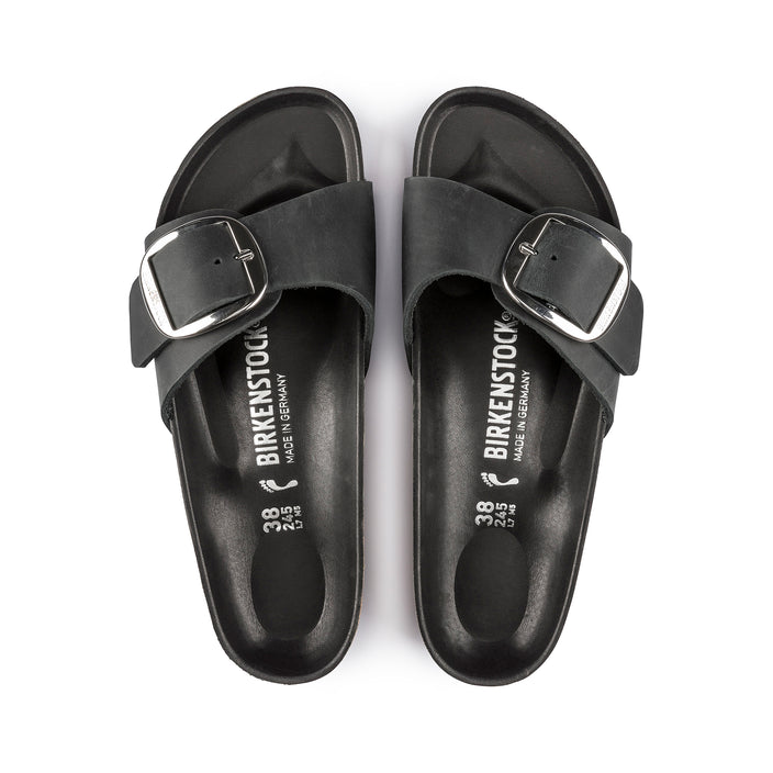 Birkenstock Madrid Big Buckle Black Oiled Leather top view