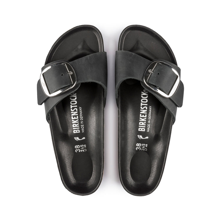 Birkenstock Madrid Big Buckle Black Oiled Leather top view