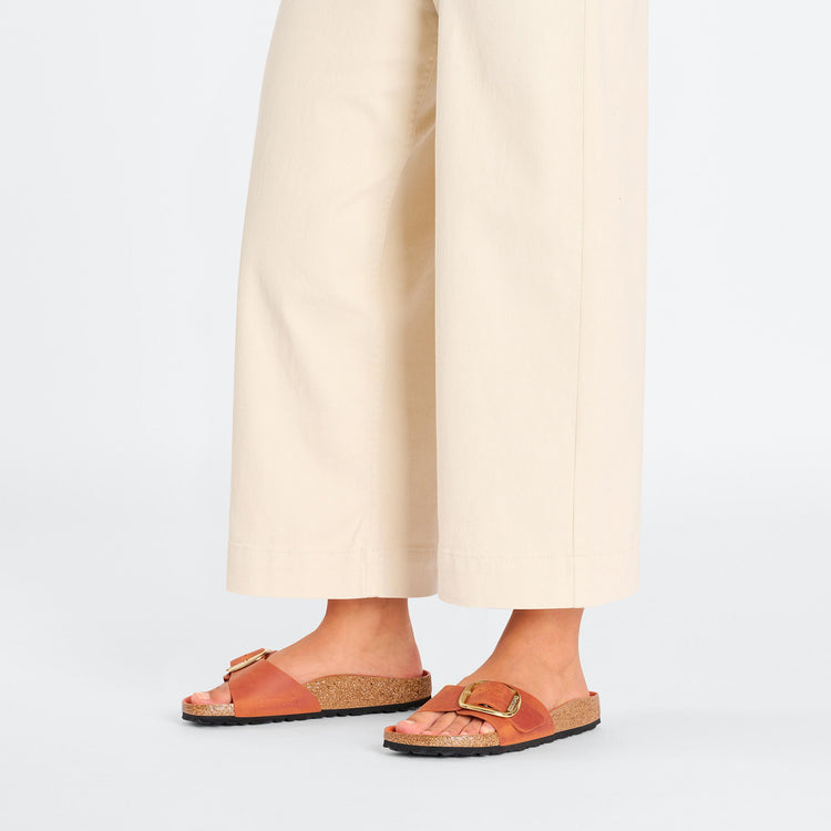 Birkenstock Madrid Big Buckle Burnt Orange Oiled Leather on model 1