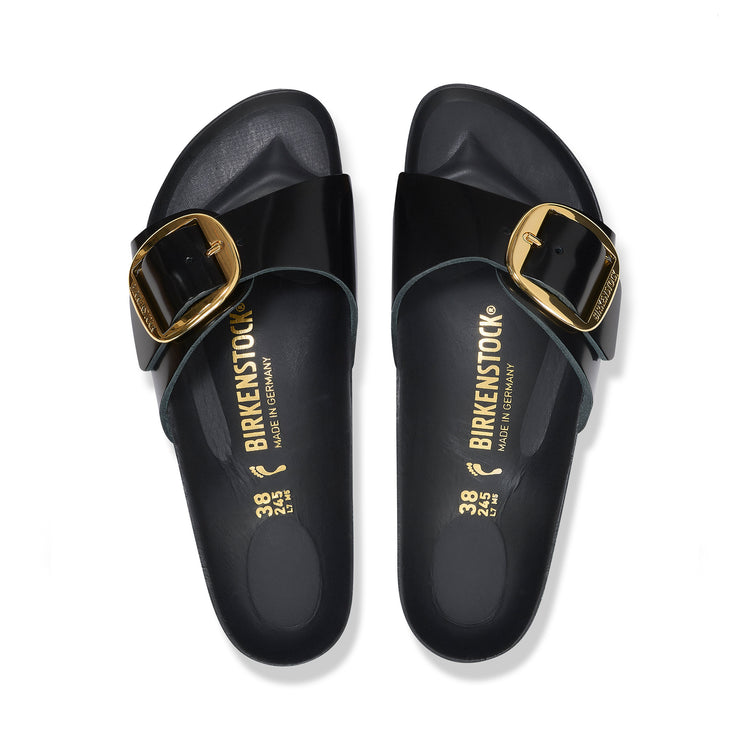 Madrid Big Buckle High Shine Black Natural Leather Patent