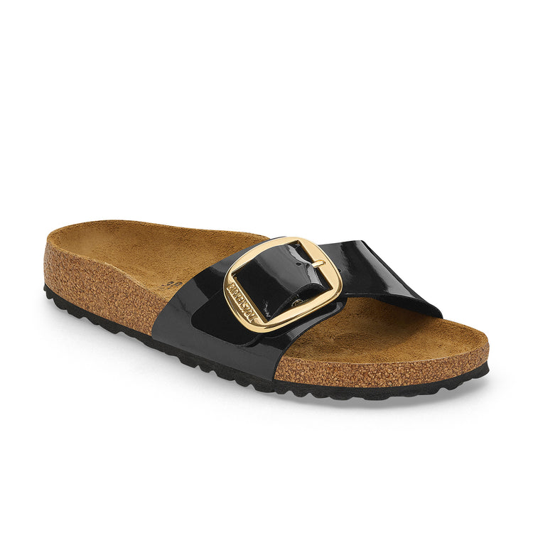 Birkenstock Madrid Big Buckle Patent Black/Gold Birko-Flor