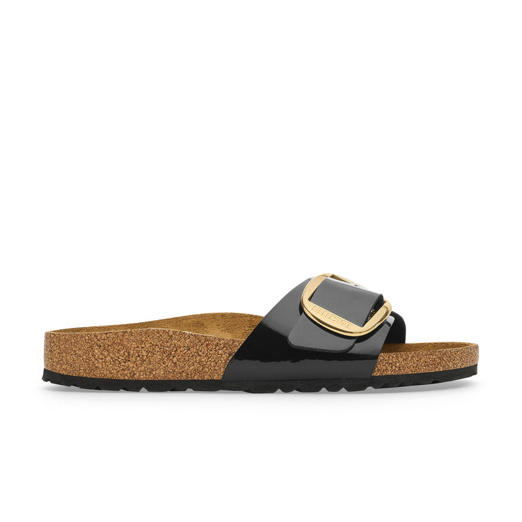 Birkenstock Madrid Big Buckle Patent Black/Gold Birko-Flor side view