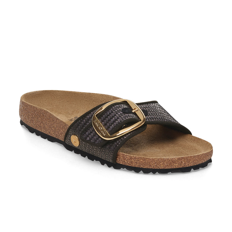 Birkenstock Madrid Big Buckle Raffia Black Textile