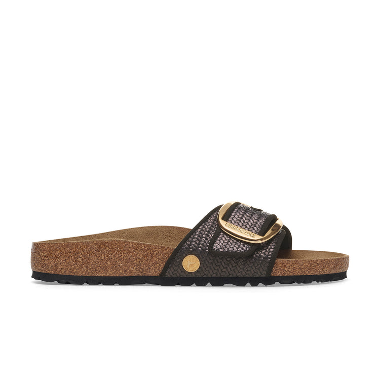 Birkenstock Madrid Big Buckle Raffia Black Textile side view