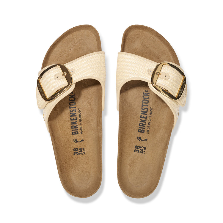 Birkenstock Madrid Big Buckle Raffia Natural Textile top view