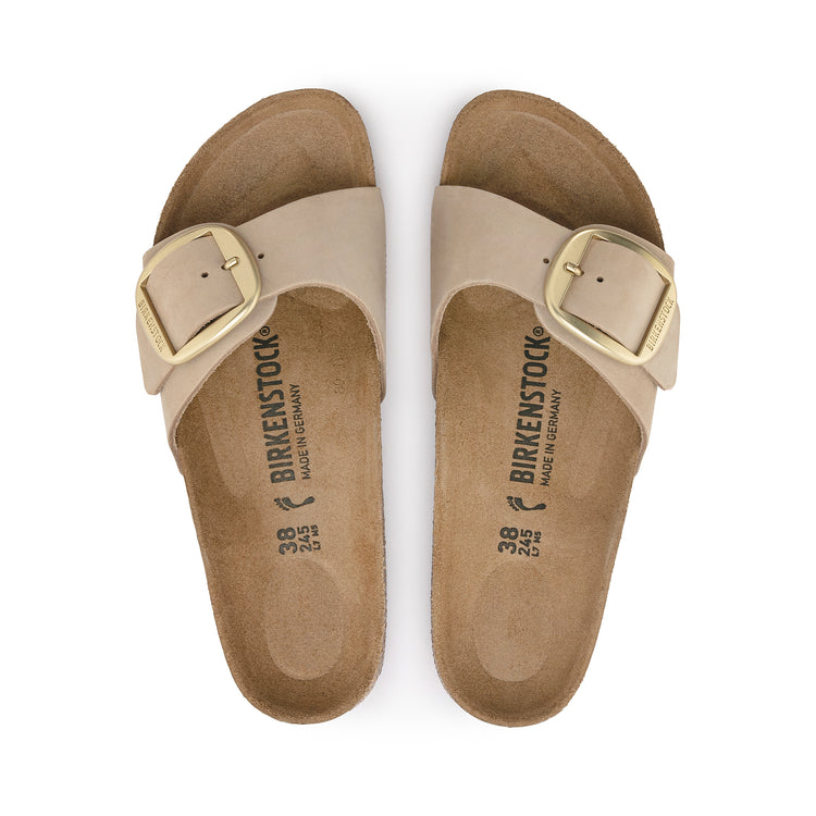 Birkenstock Madrid Big Buckle Sandcastle Nubuck Leather top view