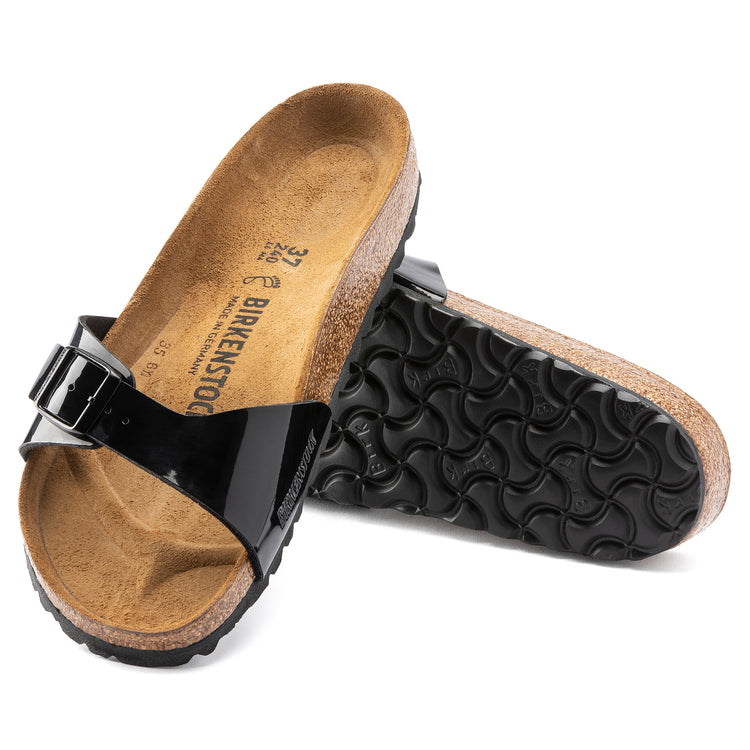 Birkenstock Madrid Black Patent Birko-Flor sole view