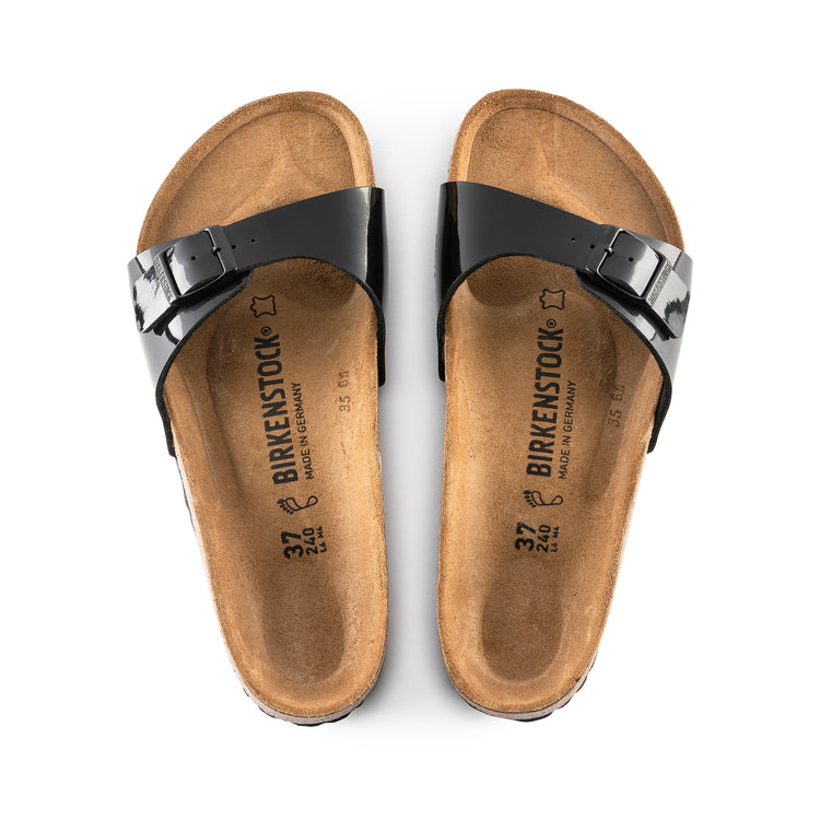 Birkenstock Madrid Black Patent Birko-Flor top view