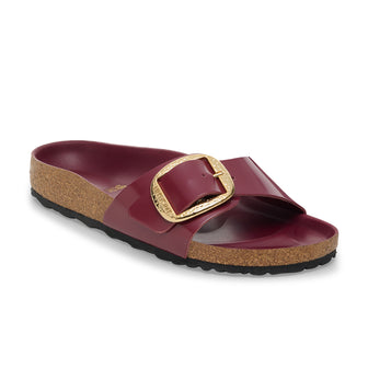 Birkenstock Madrid Hammered Big Buckle High Shine Zinfandel Natural Leather Patent