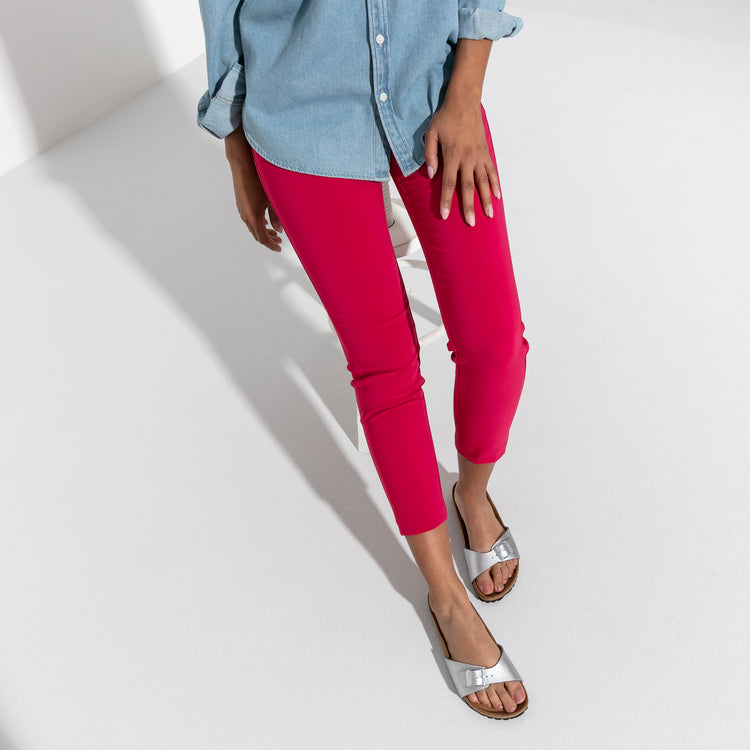 Birkenstock Madrid Silver Birko-Flor on female model